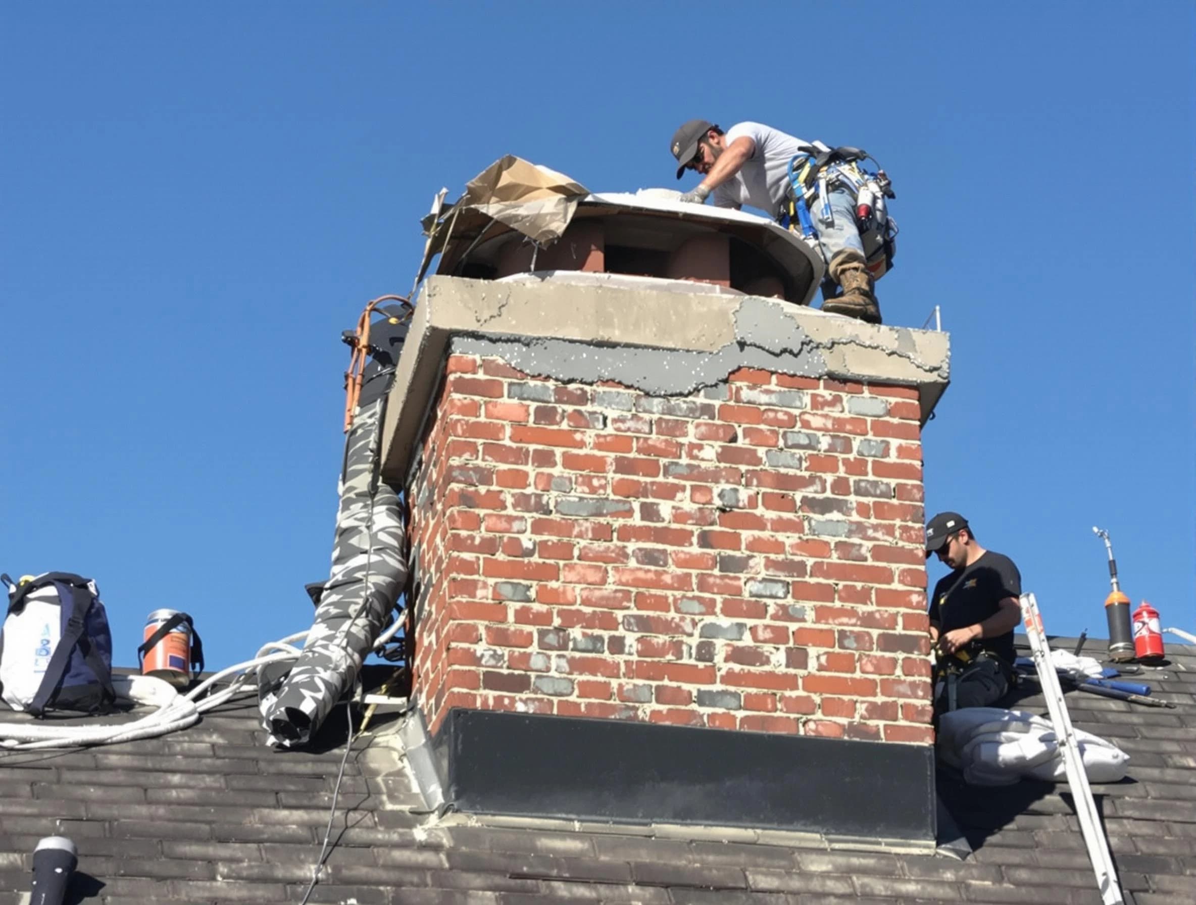 Westminster Chimney Sweep installing a custom chimney crown in Westminster, CO