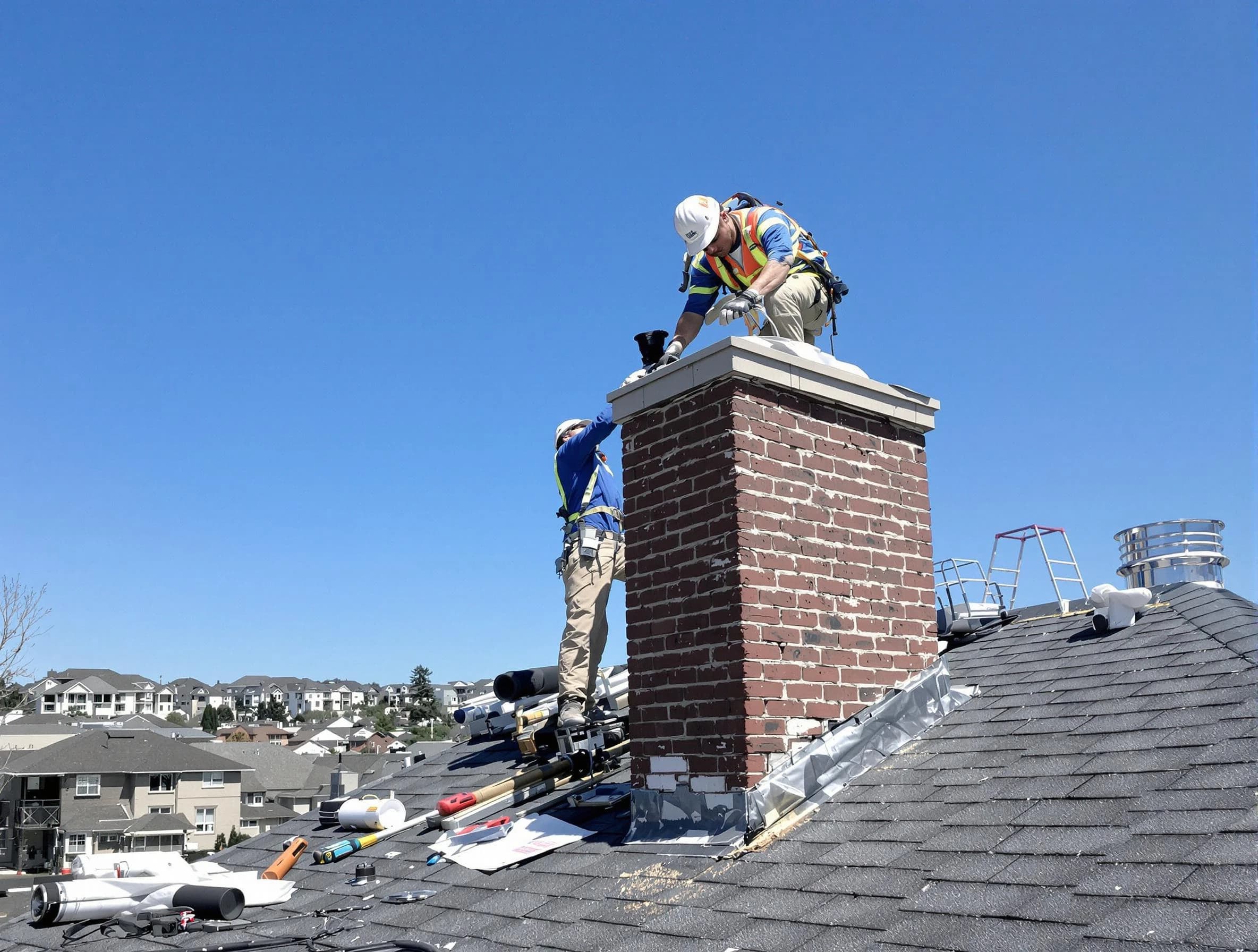 Westminster Chimney Sweep repairing a chimney crown in Westminster, CO